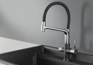 Смеситель для кухни Granula 0075, ЧЁРНЫЙ хром черный